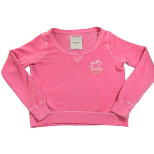 Gilly Hicks Sweatshirt Women’s Sz Small Pink Fleece Pullover Cropped Sweater